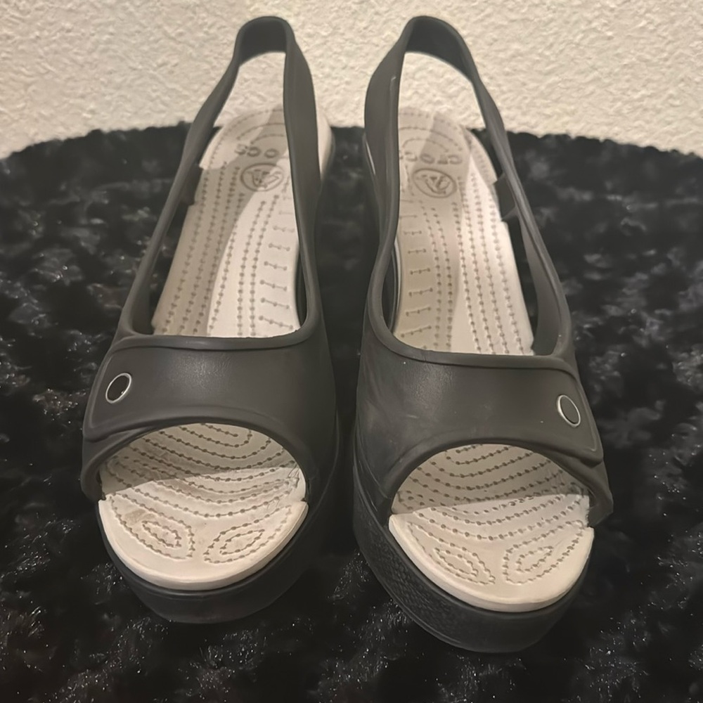 Crocs EVA Havana Wedges Womens Size 10 EUC Black